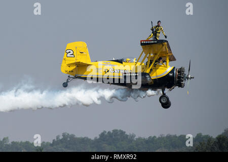 The image of aircraft perform at Aero India 2017, an air show at banglore, Karnataka, India Stock Photo