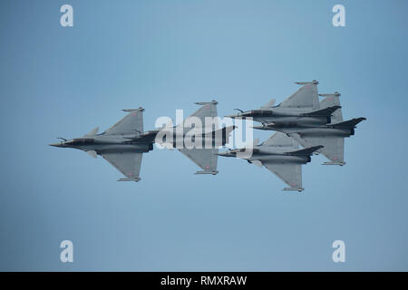 The image of aircraft perform at Aero India 2017, an air show at banglore, Karnataka, India Stock Photo