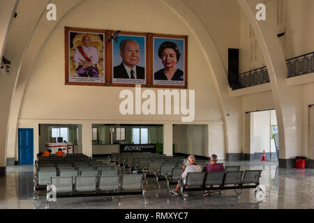 Cambodia, Phnom Penh, City Centre, Railway Station, Ticket Hall and Waiting Room interior Stock Photo