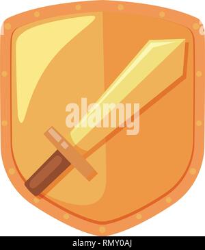 A sword shield logo illustration Stock Vector