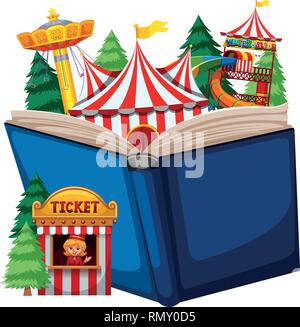 Open book circus theme illustration Stock Vector