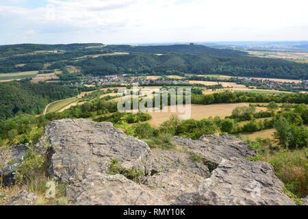 View on the table mountain STAFFELBERG near the town of Bad Staffelstein, Bavaria, region Upper Franconia, Germany Stock Photo