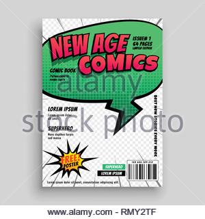 Editable comic book cover with blank explosion background Stock Vector