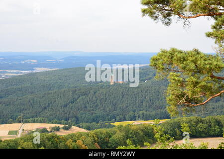 View on the table mountain STAFFELBERG near the town of Bad Staffelstein, Bavaria, region Upper Franconia, Germany Stock Photo