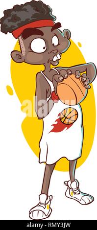 Black basketball player holding ball vector image Stock Vector