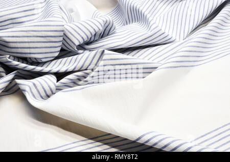 Cotton fabric in blue and white stripes Stock Photo