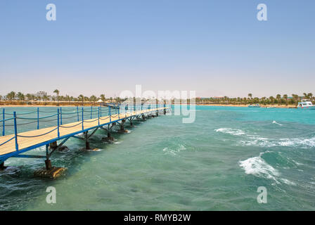 Wooden pier in the Red Sea, Hurghada, Egypt Stock Photo