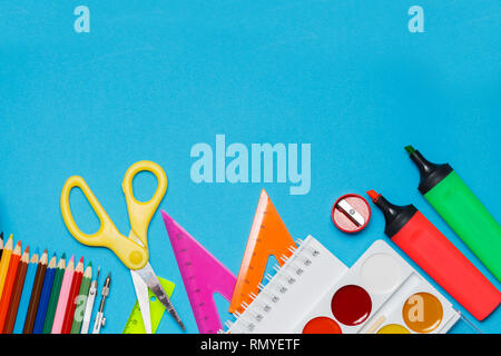 Set of school and preschool childrens accessories. Stock Photo
