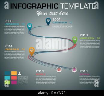 Modern colorful infographics options template vector with timeline on dark background Stock Vector