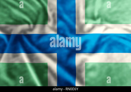 Severn Cross stylish waving and closeup flag illustration. Perfect for background or texture purposes. Stock Photo