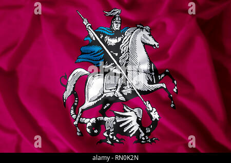 Moscow stylish waving and closeup flag illustration. Perfect for background or texture purposes. Stock Photo