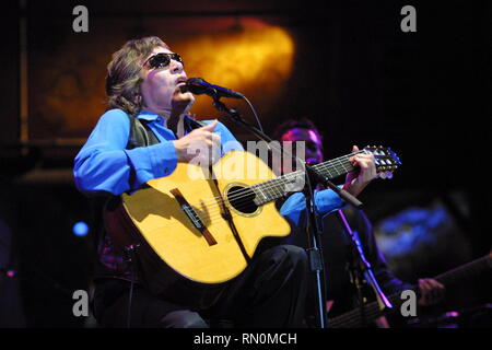 Puerto Rican singer and virtuoso guitarist, JosŽFeliciano, born permanently blind due to congenital glaucoma, is shown performing on stage during a 'live' concert appearance.