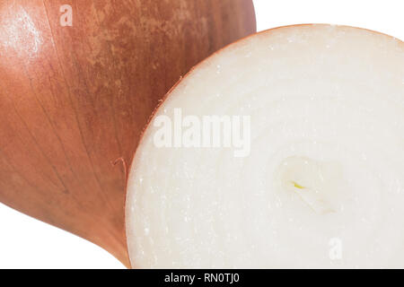 Two halves of golden onions close up Stock Photo