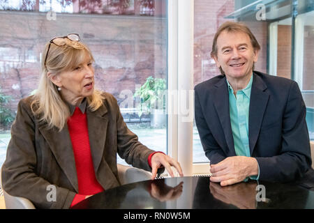 Historian, author and broadcaster Michael Wood and his film maker wife Rebecca Dobbs Stock Photo