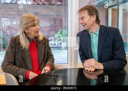 Historian, author and broadcaster Michael Wood and his film maker wife Rebecca Dobbs Stock Photo