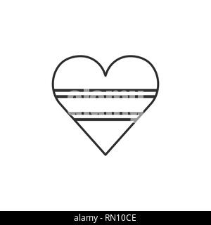 Botswana flag icon in a heart shape in black outline flat design. Independence day or National day holiday concept. Stock Vector