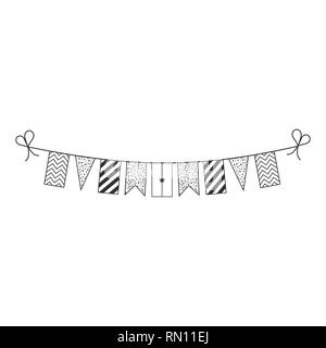 Decorations bunting flags for Burkina Faso national day holiday in black outline flat design. Independence day or National day holiday concept. Stock Vector