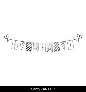 Decorations bunting flags for Burkina Faso national day holiday in black outline flat design. Independence day or National day holiday concept. Stock Vector