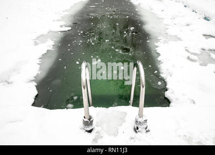 swimming pool in the winter in Tallinn Estonia Stock Photo