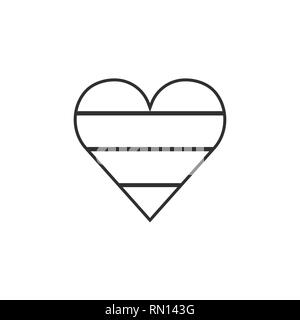Mauritius flag icon in a heart shape in black outline flat design. Independence day or National day holiday concept. Stock Vector