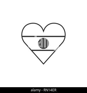 Niger flag icon in a heart shape in black outline flat design. Independence day or National day holiday concept. Stock Vector