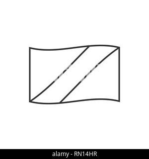 Republic of the Congo flag - thin black vector outline wireframe ...