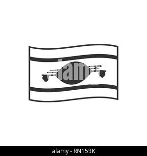 Swaziland flag icon in black outline flat design. Independence day or National day holiday concept. Stock Vector