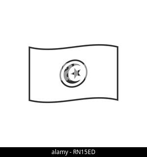 Tunisia flag icon in black outline flat design. Independence day or National day holiday concept. Stock Vector