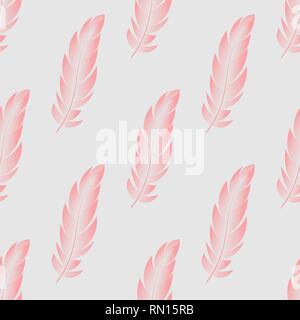 Vector seamless pattern with pink feathers of birds 10 eps Stock Vector