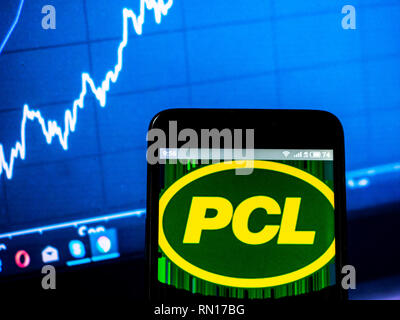 PCL Construction company logo seen displayed on smart phone Stock Photo