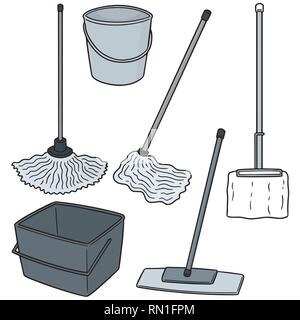 vector set of cleaning mop Stock Vector