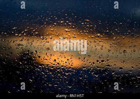 Raindrops on the window glass Stock Photo