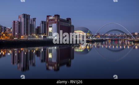 Gateshead and Newcastle Quayside, England, UK.