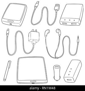 vector set of mobile device accessories Stock Vector