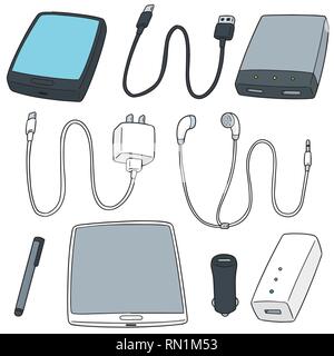 vector set of mobile device accessories Stock Vector