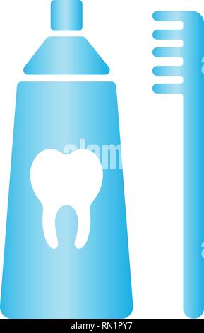 Toothbrush and toothpaste vector icon. Healthy clean tooth concept background. Illustration of healthy clean tooth vector concept background for web Stock Vector