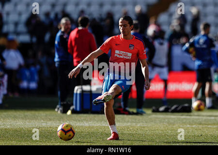 Campo de Futbol de Vallecas, Madrid, Spain. 16th Feb, 2019. La Liga football, Rayo Vallecano versus Atletico Madrid; Filipe Luis Kasmirski (Atletico de Madrid) Pre-match warm-up Credit: Action Plus Sports/Alamy Live News Stock Photo