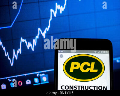 Ukraine. 16th Feb, 2019. PCL Construction company logo seen displayed on a smart phone. Credit: Igor Golovniov/SOPA Images/ZUMA Wire/Alamy Live News Stock Photo