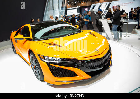 Toronto, Canada. February 16, 2019. The Acura NSX on display at the 2019 Canadian International Autoshow in Toronto. Dominic Chan/EXimages Credit: EXImages/Alamy Live News Stock Photo