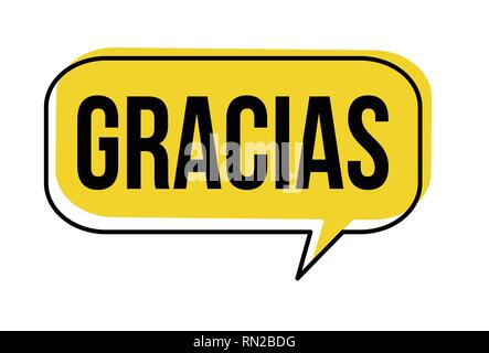 Thank you on spanish language ( Gracias ) speech bubble on white background, vector illustration Stock Vector