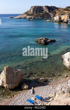 Karpathos island, small beach and beautiful sea of Amopi bay. Aegean sea, Dodecanese Islands, Greece Stock Photo