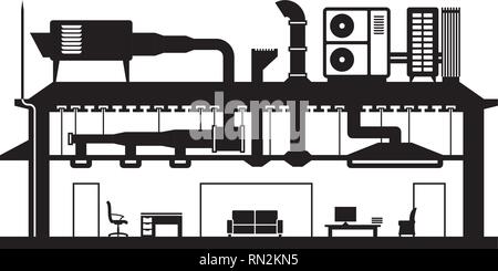 Central air conditioning system for building - vector illustration Stock Vector