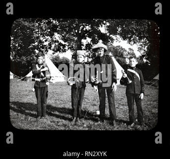 Catholic Boys Brigade c1902. Glass Lantern Slide. Stock Photo