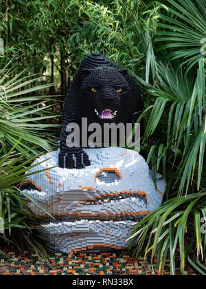 Black panther model, part of the lifesize Lego Big Cats Exhibition at Chester Zoo Stock Photo