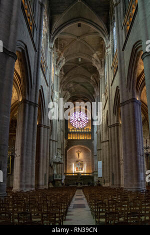 Rodez, France - June 2015: Interior of the Gothic Cathedral of Rodez, Aveyron department of Midi Pyrenees Stock Photo