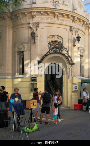 Chile, Santiago, Barrio Lastarria, street scene, people, Stock Photo