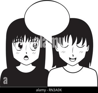 anime girls talking Stock Vector