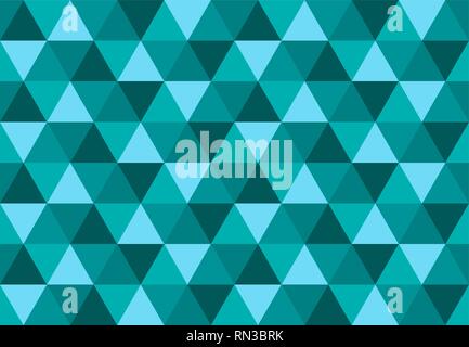 Triangular seamless pattern. Low poly geometric background. Blue green colors. Print design for textile, posters, flyers, T-shirts, wallpapers. Mosaic Stock Vector
