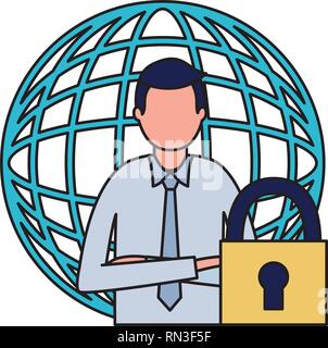 businessman world security Stock Vector