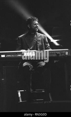Keyboardist Chuck Leavell is shown performing on stage during a 'live' concert appearance with the Rolling Stones. Stock Photo